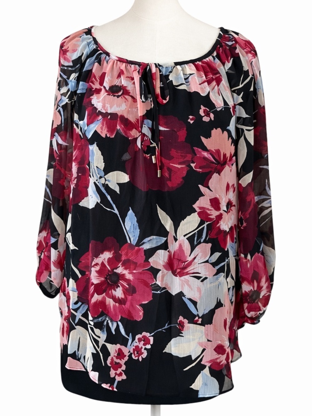 Alyx black with floral long sleeve blouse size large